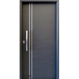 Puerta Nexo , Linea Deluxe Style, Lisa, Con Detalles Aluminio, De 90cmt Derecha Cerradura Europerfil